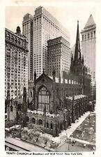 Trinity Church Broadway and Wall Street New York City NY 1930's RPPC B501 picture