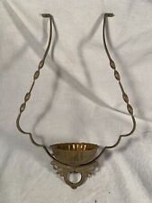 Antique Cast Brass Victorian HANGING Oil LAMP Pinch Frame Harp with Cup c1880s picture
