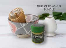 4Pcs Japanese Matcha Tea Set: Bowl, Bamboo Whisk, Holder, Ceremonial Matcha 30g picture