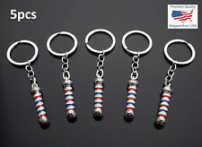5pcs Barber Pole Charm Keychain Hairdressers Hair Stylist Keyring Women Men Gift picture