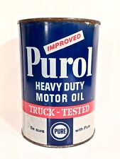 Vintage Pure Oil Purol One 1 Quart Metal Advertising Oil Can Sign Nice Can d picture