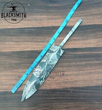 Damascus Steel Hand Forged Snake Feather Pattern Dagger Knife Blank Blade 13