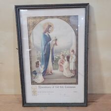 Vtg Remembrance Of First Holy Communion Framed Certificate 1935 Mahnomen MN Seal picture
