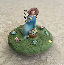 RUSS Girl In Field of Flowers Candle Jar Topper picture