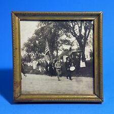 Antique c. 1920 Photo Memorial Day Parade Marchers in Small Frame picture