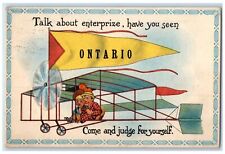 1914 Talk About Enterprize Have You Seen Ontario Ohio OH Posted Plane Postcard picture