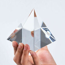 60MM Clear Crystal Pyramid Paperweight Feng Shui Glass Pyramid Ornament Gift picture