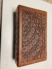 Intricate  Carved Wooden Box Floral Pattern picture