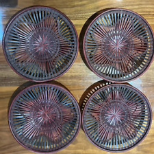 Set of 4 Vintage Japanese Kamakura-style Lacquered Woven Plates/platters picture