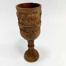 Olive Wood Hand Carved Last Supper Jerusalem Jesus  Wine Chalice Goblet Cup picture