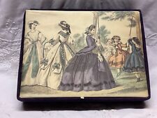 VTG HANES HOSIERY LIDDED BOX COVERED FABRIC VICTORIAN FASHION LADIES 1940’s picture