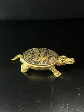 Gator Vintage Gold Tone Hinged Trinket Jewelry Metal Box picture