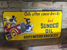 LARGE VINTAGE 1939 SUNOCO OIL PORCELAIN METAL GAS STATION SIGN 12