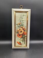 MCM Retro Vtg Turner Wall Accessory Yellow Gold Daisies Flower White Frame  picture