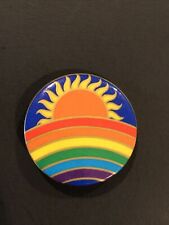 Vintage Rainbow Sun Rise Button Pin Pin Back 1980’s Colorful picture