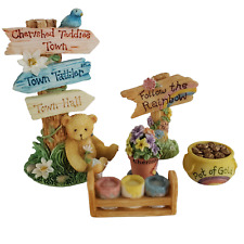 Cherished Teddies Town Garden Signs Pot 'O Gold Flowers Accessories 1990's picture