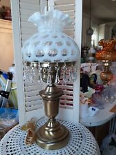 Vintage Fenton French White Opalescent CoinDot Accent  Lamp Prisms Beautiful picture