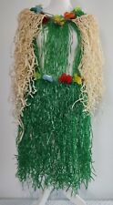 Vintage Hallowewn Hawaiian Hula Girl Grass Skirt Costume Lot 3 Hawaii Flowers picture