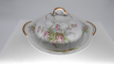 Theo Haviland Limoges France Covered Butter Dish Strainer H1626 Pink Roses/Daisy picture