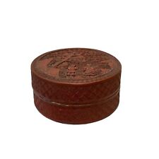 Vintage Chinese Red Resin Lacquer Round Carving Small Accent Box ws3011 picture