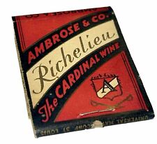 Vtg Denver Colorado Superior Fine Cardinal Wine Richelieu Matchbook 1930s Orig picture