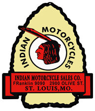 Indian Motorcycles Sales CO St Louis, MO Cut Out Metal Sign 20x17 picture