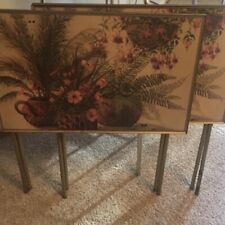 x2 Mid-Century Modern TV Trays, signed by artist NEL CARY. Authentic vintage. picture