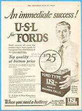 1921 U S Light and Heat Niagara Falls NY USL Battery Ford 1920's Shop Garage Ad picture