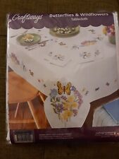 Craftways Butterflies And Wildflowers Tablecloth 50x120 Cross Stitch picture