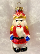 Vintage Angry Santa Claus Blown Glass with Mica Glitter Christmas Ornament 3.5” picture