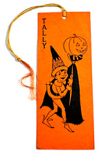 vtg Halloween Hallmark RARE elf Pumpkin Parade Lantern Tally Card Tag picture