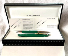 JORG HYSEK Palladium finish Green/Silver Ballpoint Pen wz/Box,Pen case Rare Mint picture