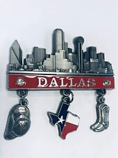  Dallas 3 Charm Souvenir Magnet - Texas Map, Cowboy Hat & Boot with Downtown picture