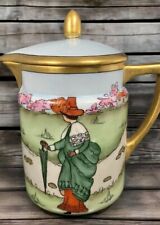 Pitcher Creamer Teapot Vintage Hoffman Hand Painted Pitcher  Asian Theme 6 1/2