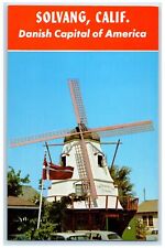 c1960's This Quaint Windmill Flag Scene Solvang California CA Unposted Postcard picture