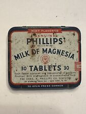 Vintage MINT FLAVORED PHILLIPS' MILK OF MAGNESIA TABLETS Metal Tin EMPTY Box picture