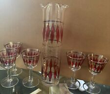 1960s Vintage Cocktail Pitcher With 5 Cocktail Glasses picture