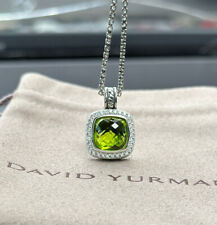 DAVID YURMAN 925 Sterling Silver 11mm Albion Peridot Diamonds Necklace 18 Inches picture