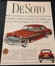 1949 DeSoto Custom Sedan - Vintage Original Automotive Color Print Ad Wall Art picture