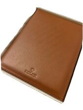 New Rolex Brown Leather Notebook Padfolio w/Rolex Green Pen 7.5