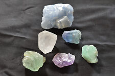 Group of six mixed crystals - quartz, amethyst, nephrite - reiki/spiritual, 265g picture