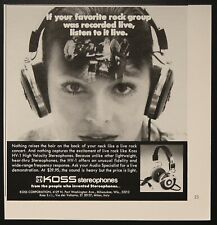 Koss Stereophones KV-1 High Velocity Headphones Vintage Print Ad 1974 picture