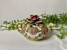 Cloisonné Mini Miniature Teapot Flowers Enameled Collectible Multicolored picture