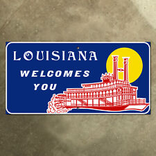 Louisiana Welcomes You state line highway marker road sign 1995 steamboat 16x8 picture