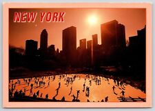 Ice Skating at Wollman Rink Central Park Sunset New York City NY 6x4 Postcard picture