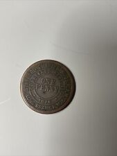 1877 Antique Well-Worn Long Branch No 35 Chapter Masonic Mark Penny picture