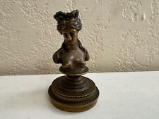 Vintage Miniature Bronze Bust of Partially Nude Woman Figurine Paperweight picture