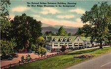 Vintage Postcard - Natural Bridge Entrance Buidling & Parking Lot Linen C1930 picture