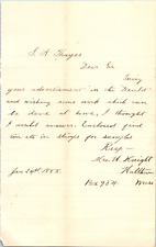 1885 Handwritten letter Signed Mrs W Knight Waltham Massachusetts picture