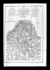 1875 Ruger Civil War Map Battle of Atlanta Jonesboro Lovejoy Station Georgia  picture